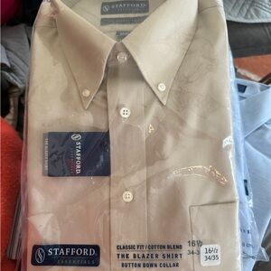 Stafford Men's Classic Fit Beige Blazer Shirt